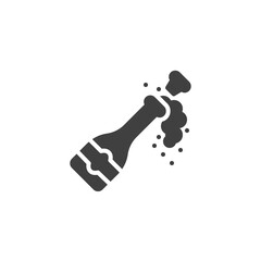 Champagne explosion vector icon. filled flat sign for mobile concept and web design. Champagne bottle explosion glyph icon. Symbol, logo illustration. Vector graphics