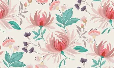 Fototapeten Spanish floral seamless pattern: flamenco print © likorbut