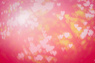 Red heat passionate and glamour bright bokeh Valentines day background banner - Abstract light red bokeh pattern in heart shape holiday background.