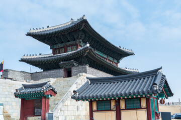 Janganmun Gate, Korea traditional landmark in the city of Suwon of South Korea. Hwaseong Fortress is an historic building in the latter part of the Joseon Dynasty.