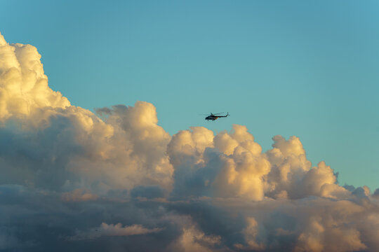 Helicopter Flies into the Storm