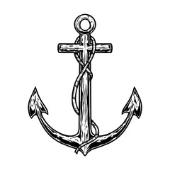 Illustration of retro anchor in engraving style. Design element for emblem, sign, poster, card, banner, flyer. Vector illustration