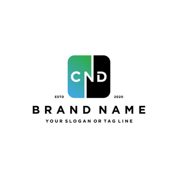 letter CND rounded gradient square color logo design vector