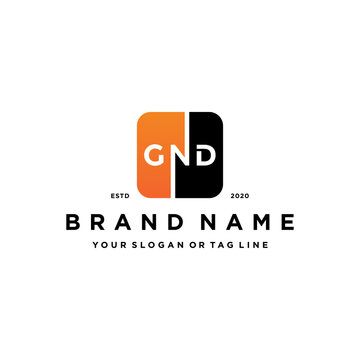 letter GND rounded gradient square color logo design vector
