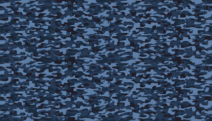 Blue marine camouflage pattern. Seamless fabric template © Key design