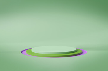 Stage podium background. Mockup of empty circular platform. Abstract geometric pedestral. 3D rendering