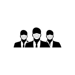 Face mask use. People medical masks icon isolated on white background