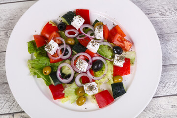 Traditional Greek salad with feta cheese