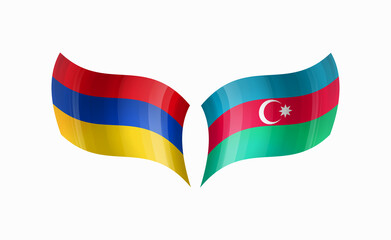 Azerbaijan and Armenia flags state symbols isolated on background national banner. war for independence of Azerbaijan , Armenia. Illustration banner with realistic state flag.