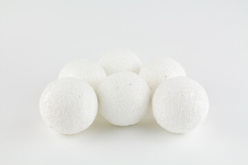 white snow balls on the christmas tree