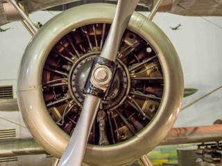 The front propeller of the military aircraft