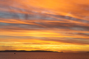 colorful sunset over the sea on the Dalmatian coast