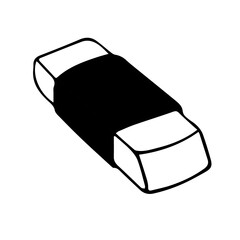 Silhouette of eraser on white background