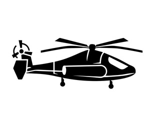 Silhouette of helicopter on white background