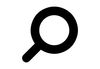 Silhouette of magnifying glass over white background