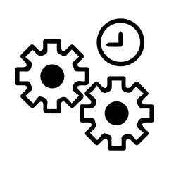 Silhouette of clock settings on white background.