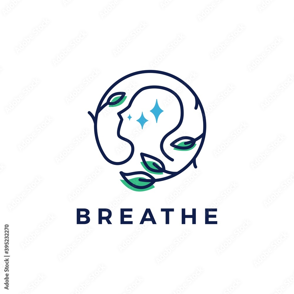 Sticker breath leaf logo vector icon illustration