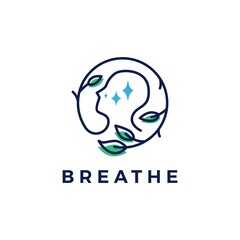 breath leaf logo vector icon illustration