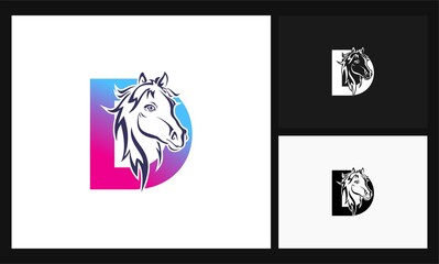letter D horse concept design logo