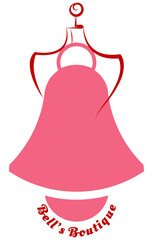 vector of a sketch of the mannequin and the bell as a boutique logo bearing the boutique bell name