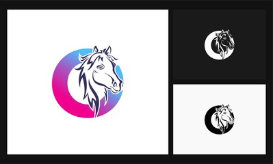 letter O horse concept design logo