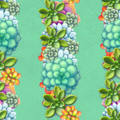 Seamless pattern with succulents. Beautiful floral print.