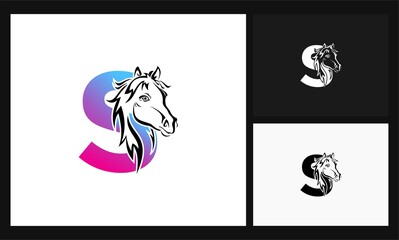 letter S horse concept design logo