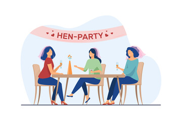 Happy woman having fun at hen party. Bride, friend, cocktail flat vector illustration. Marriage and celebration concept for banner, website design or landing web page