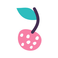 Cartoon style cherry berries icon. Isolated object on white background