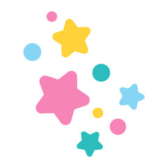 Cute baby flat stars colored on the white background