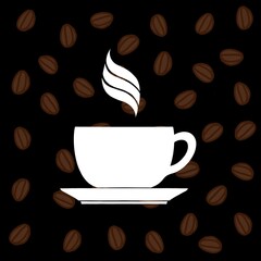 coffee cup and beans