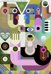 Contemporary abstract art graphic illustration of Cocktail Party People.