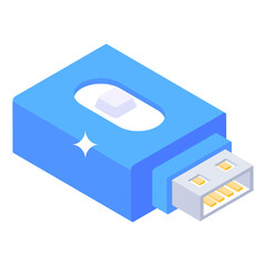 
Universal serial bus, usb icon in modern isometric style 
