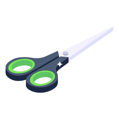 
Scissors isometric style icon, used for cutting purposes
