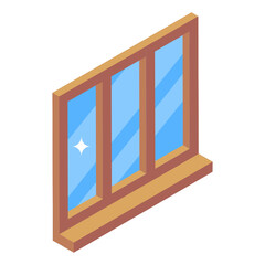 
Window in isometric style icon, classroom furnishing 
