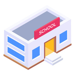 
Isometric icon of school building, learning institute
