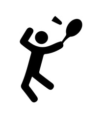 Silhouette of people playing badminton on white background