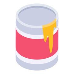 Fototapeta premium Paint jar isometric icon, painting item 