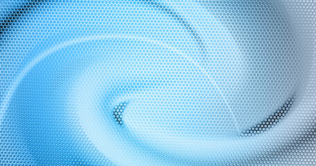 Metal blue background perforated with hexs. Abstract Technology backdrop geometric textured hexagons, modern cover design. Ad banner minimal composition with hex shapes. Vector illustration Eps 10.