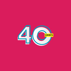 40 Years Anniversary Celebration Line Vector Template Design Illustration