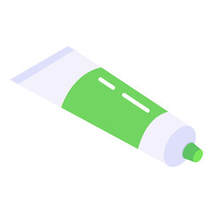 
Acrylic paint tube in isometric style icon, painting purposes tool

