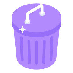 
Trash bin icon in modern isometric style 
