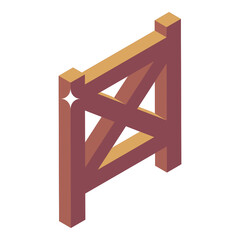 
Wooden fence in modern isometric style 
