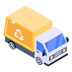 
Eco transport, isometric icon of recycling truck 
