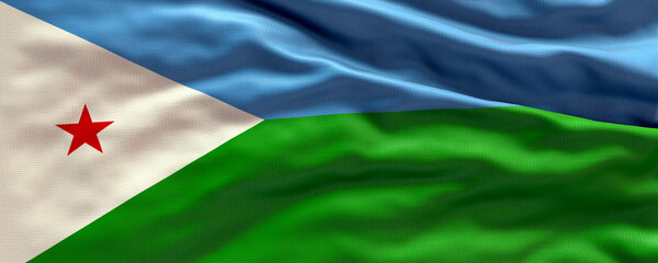 Waving flag of Djibouti - Flag of Djibouti - 3D flag background