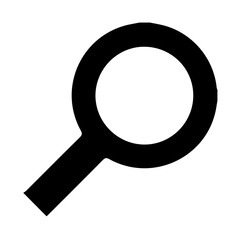 Silhouette of magnifying glass over white background