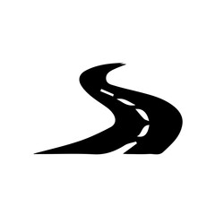 Curved road silhouette on white background