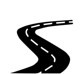 Curved road silhouette on white background