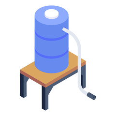 
Liquid storage reservoir, isometric icon of water cistern 
