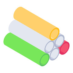 
Underground sewer material, isometric icon of concrete pipes 
